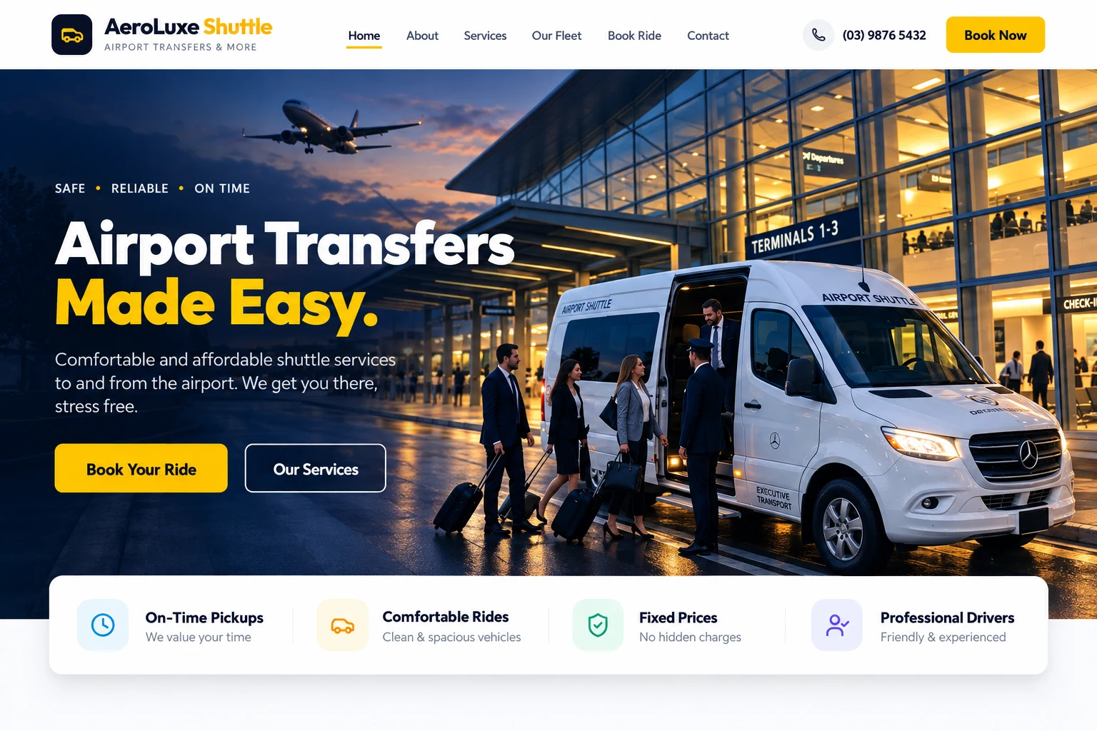 AeroLuxe Shuttle website cover presentation