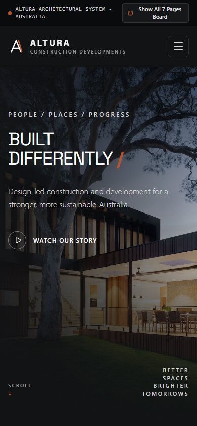 Altura Construction actual mobile website