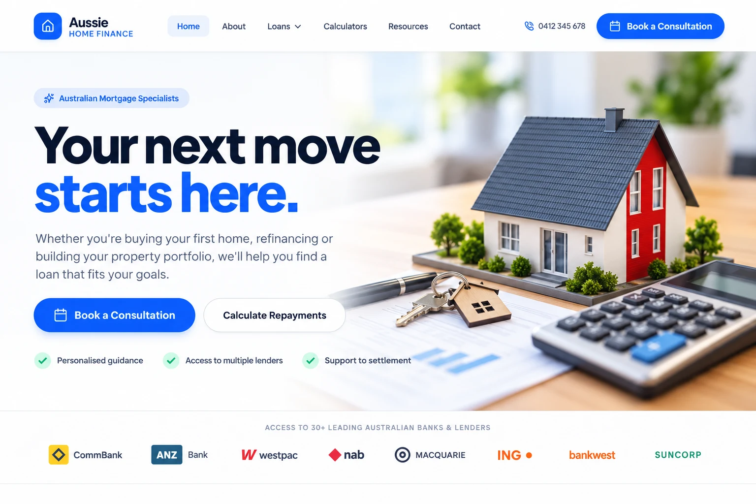 Aussie Home Finance website cover presentation