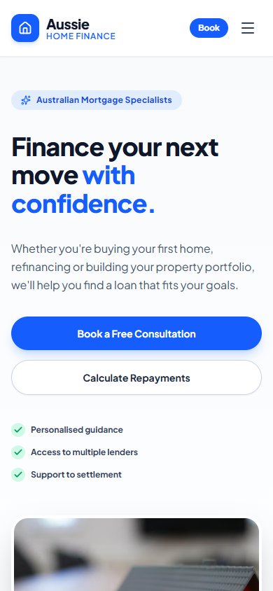 Aussie Home Finance actual mobile website