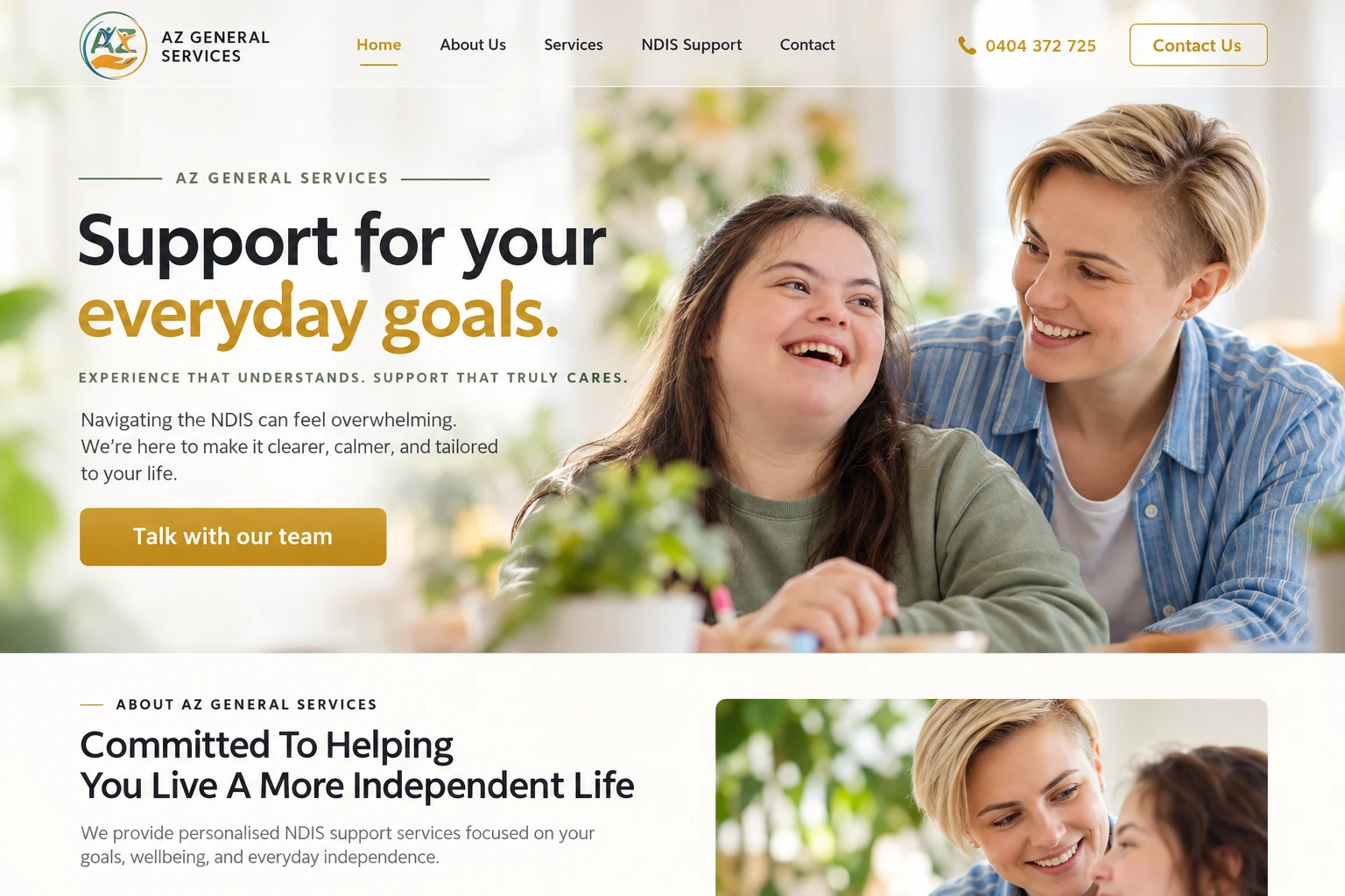 AZ General Services NDIS website cover presentation