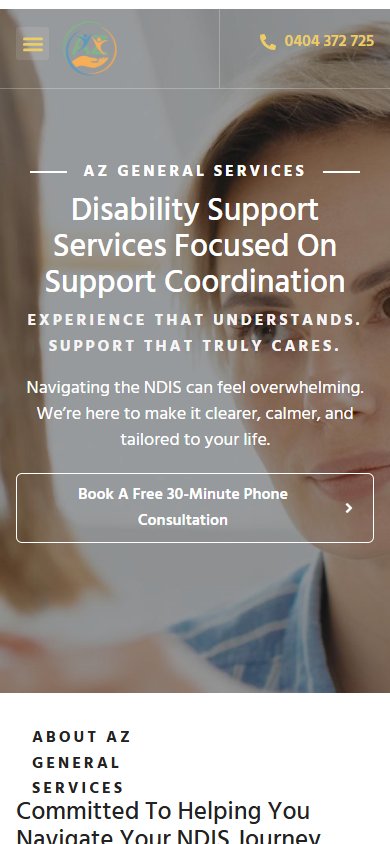 AZ General Services NDIS actual mobile website