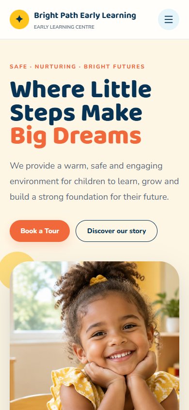 Bright Path Early Learning actual mobile website