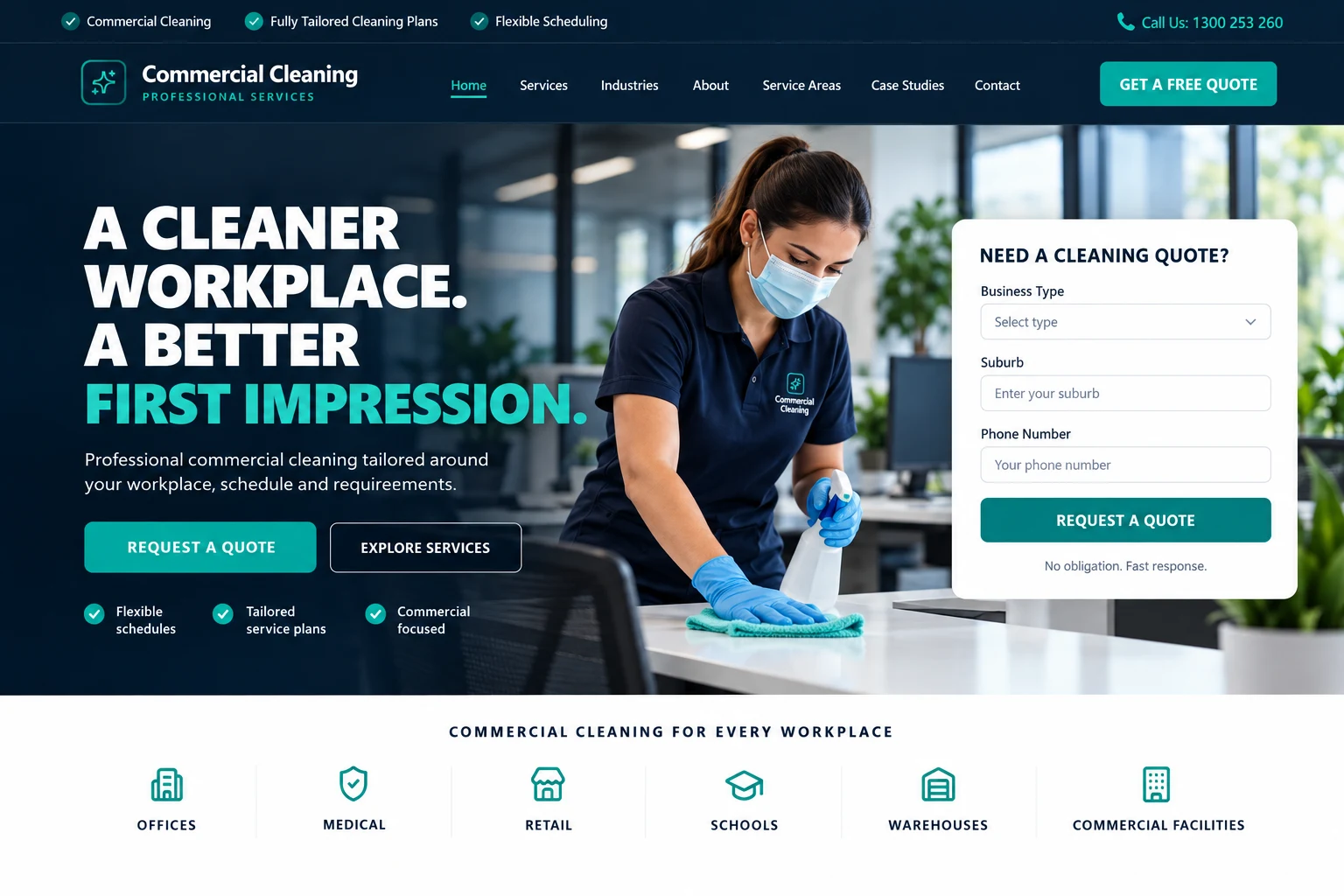 Commercial Cleaning website cover presentation