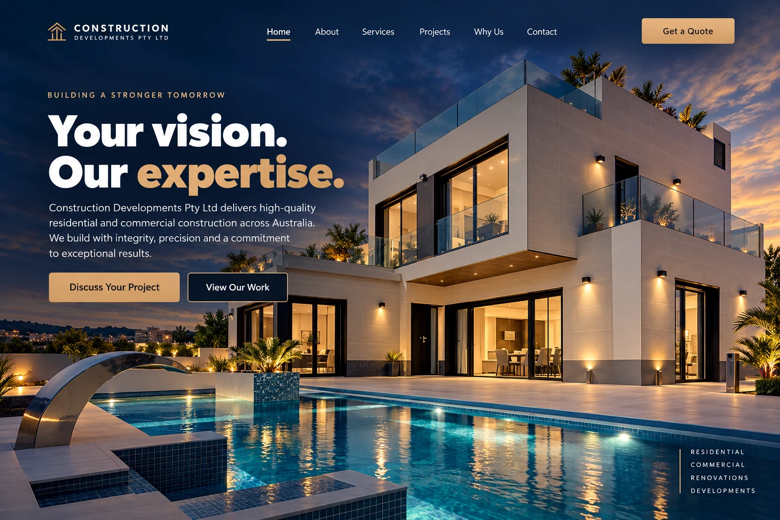 Construction Developments website cover presentation