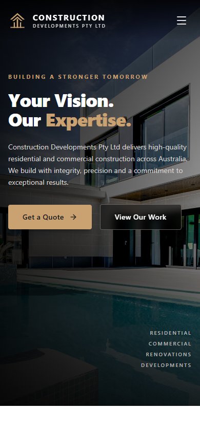 Construction Developments actual mobile website