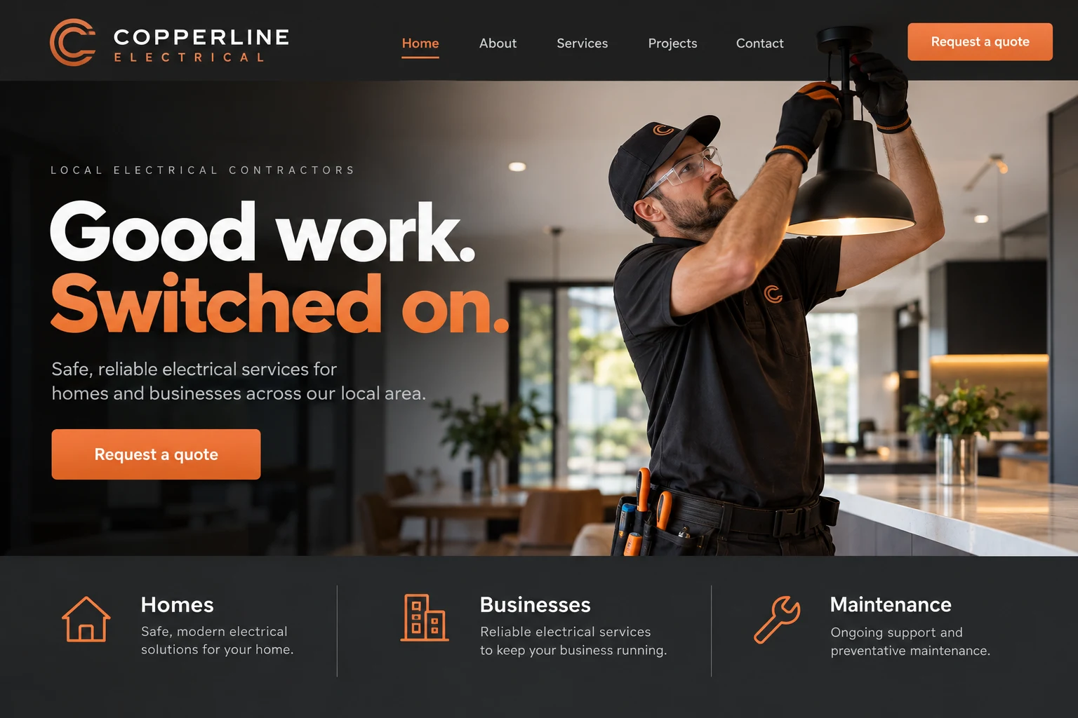 Copperline Electrical website concept