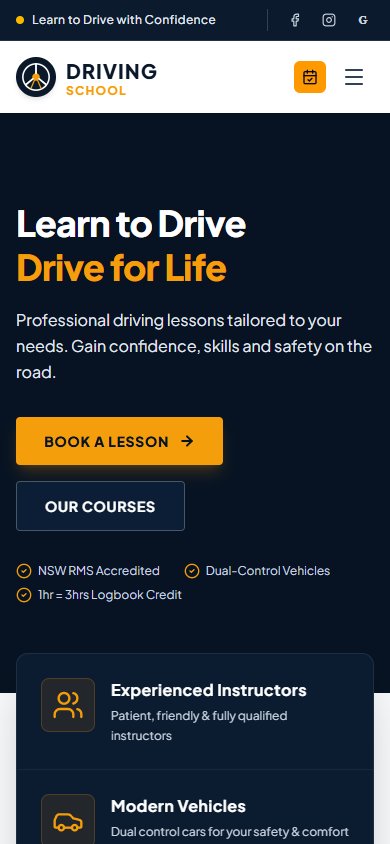 Driving School actual mobile website