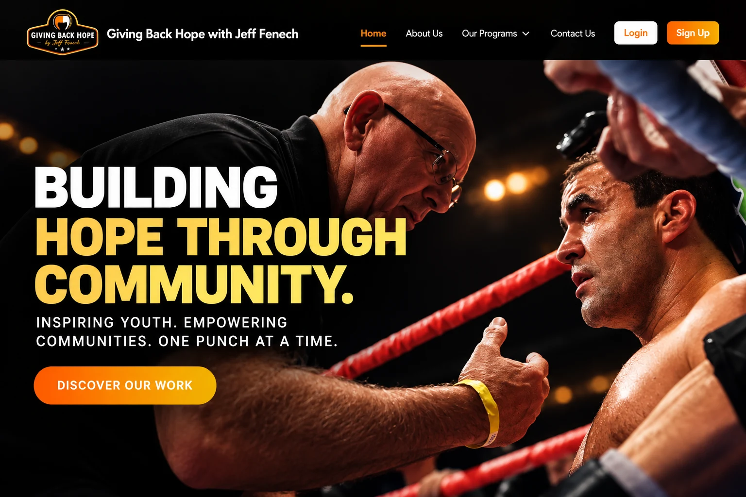 Giving Back Hope website cover presentation