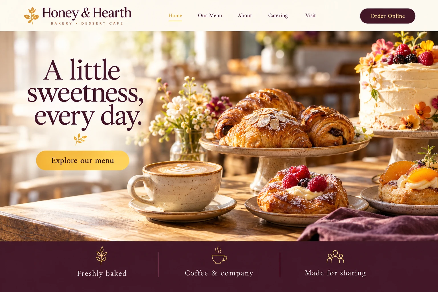 Honey & Hearth website cover presentation