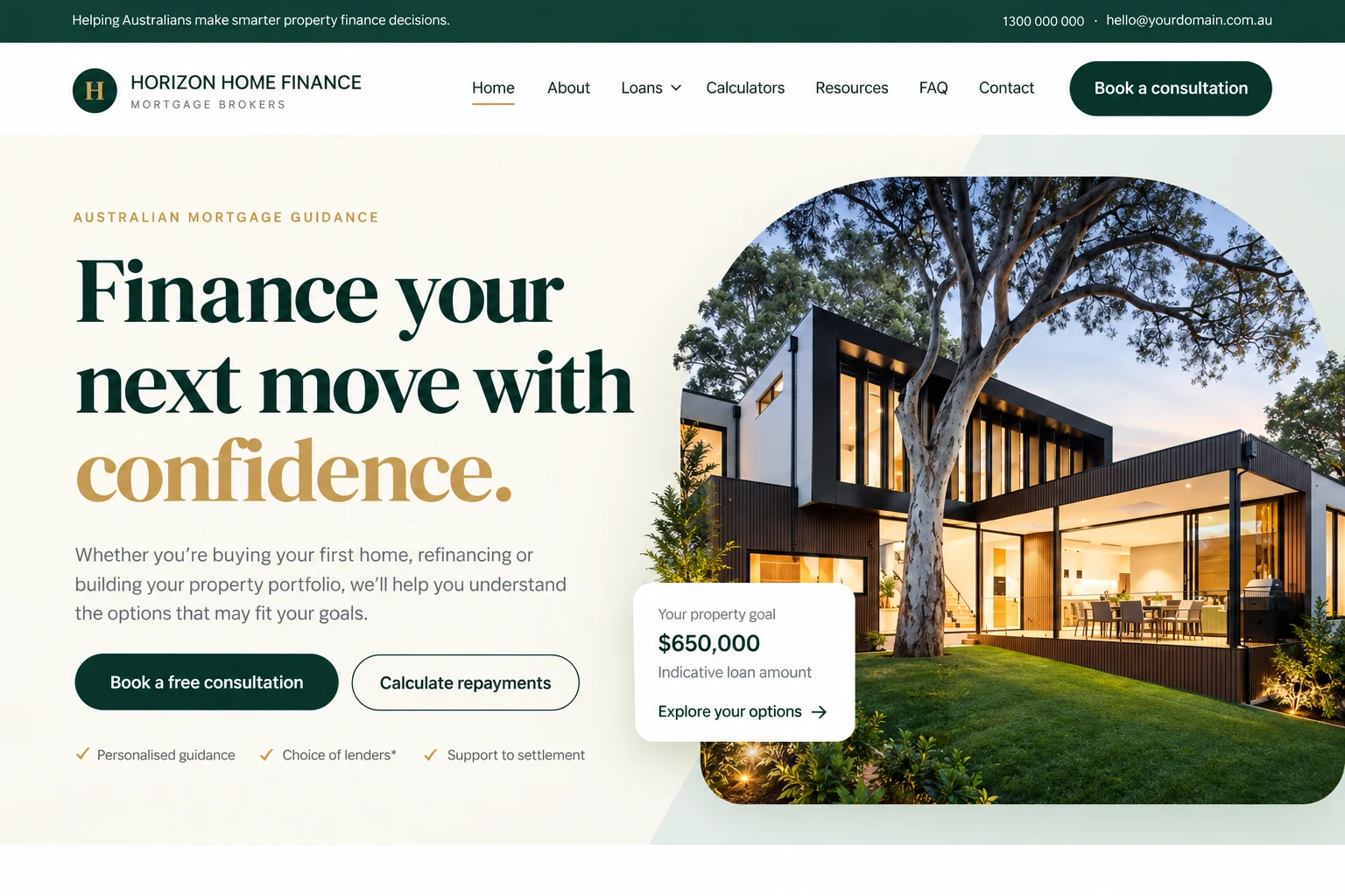 Horizon Home Finance website presentation