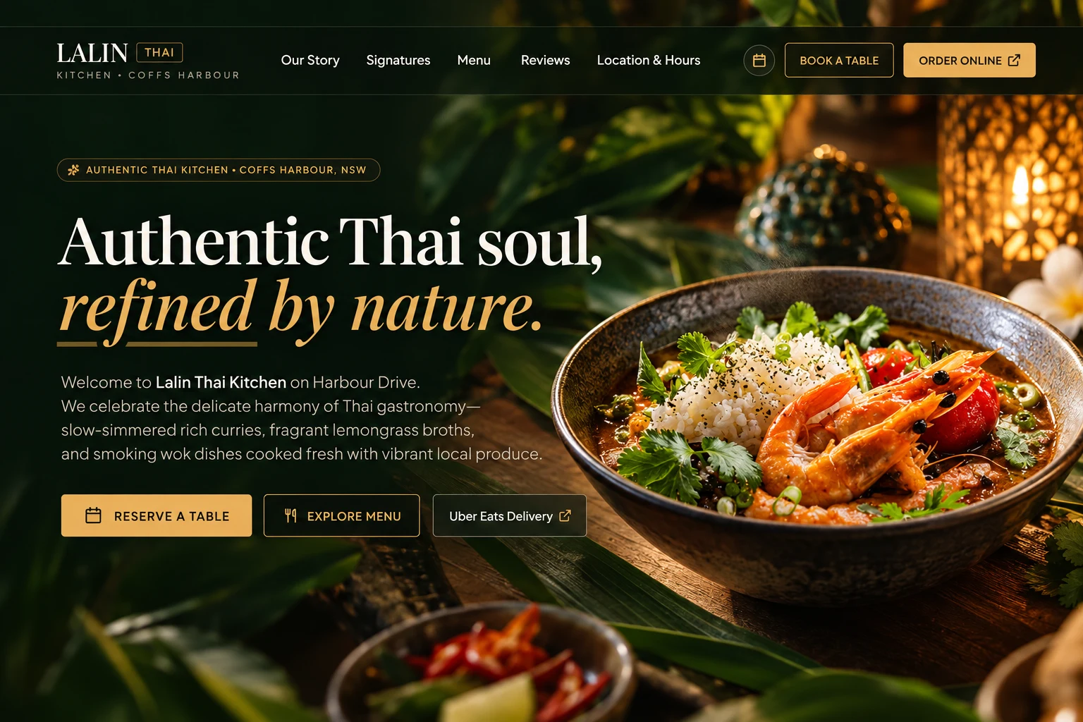 Lalin Thai Kitchen website cover presentation