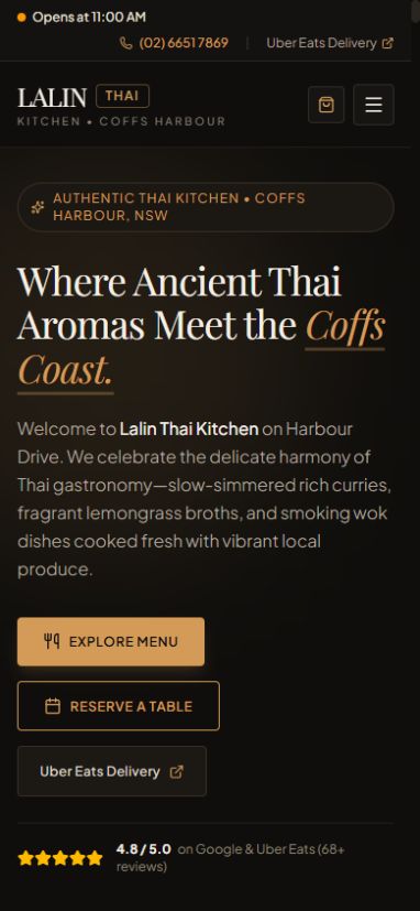 Lalin Thai Kitchen actual mobile website