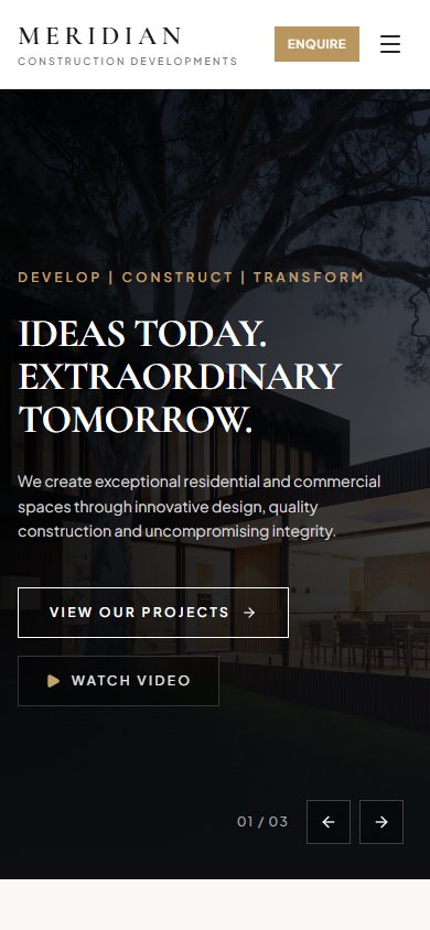 Meridian Construction actual mobile website