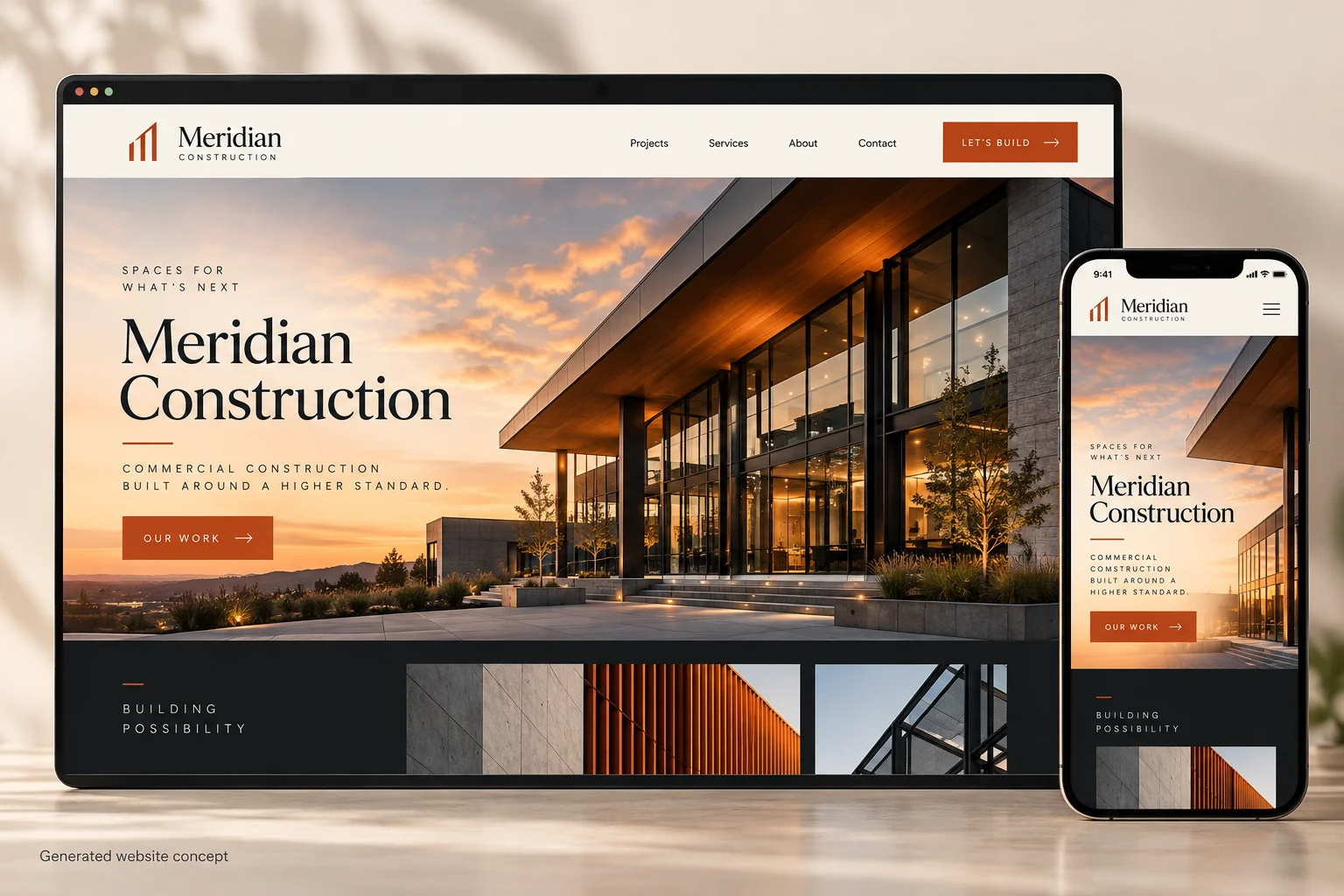 Meridian Construction Presented concept