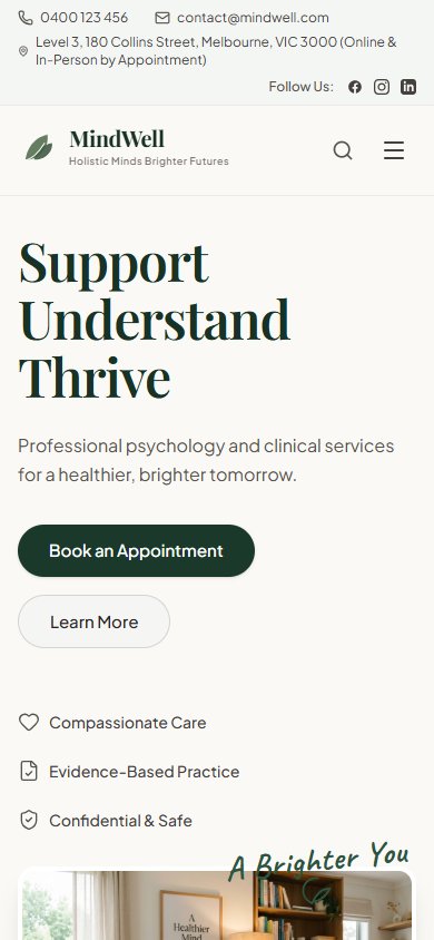 MindWell actual mobile website