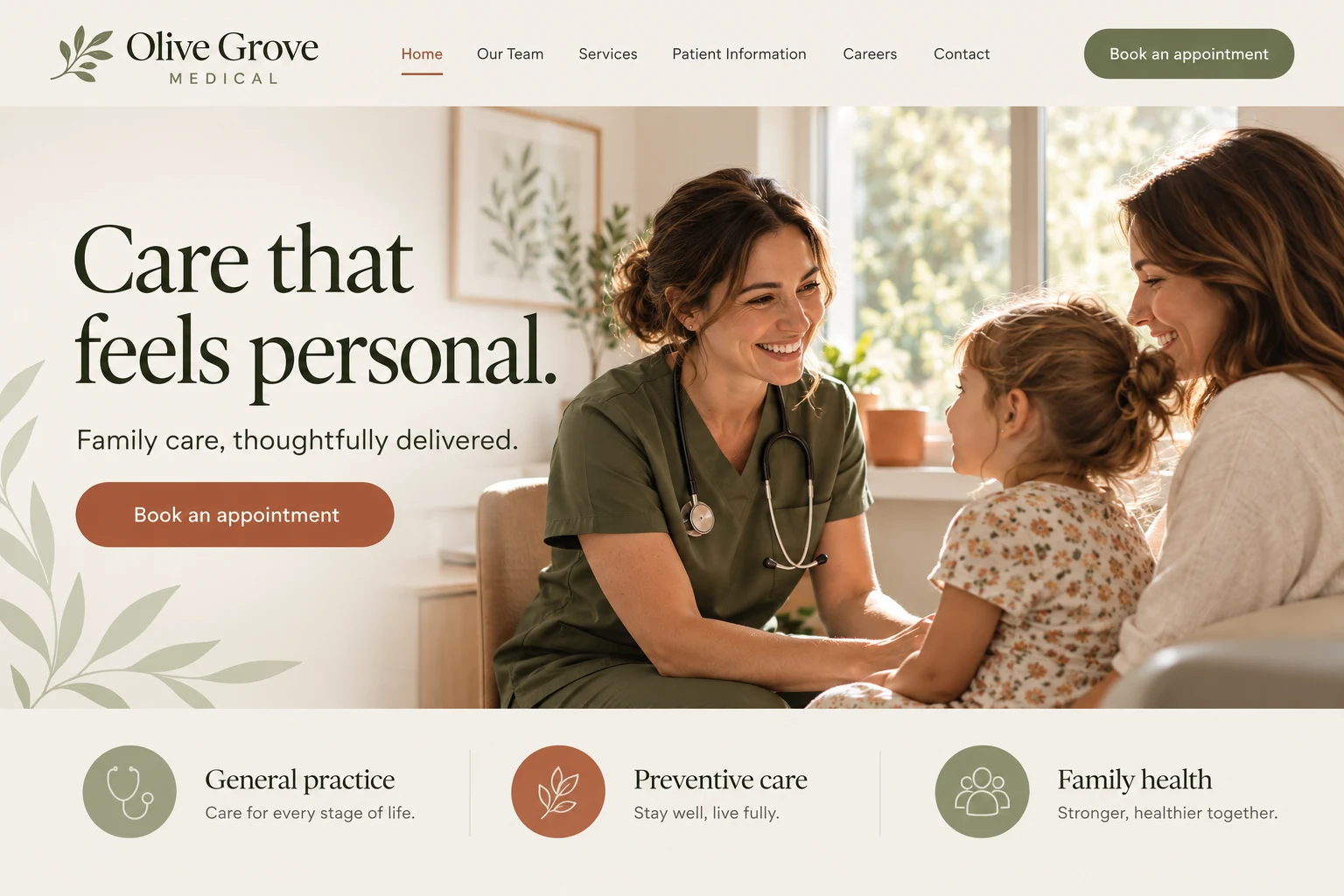 Olive Grove Medical website cover presentation