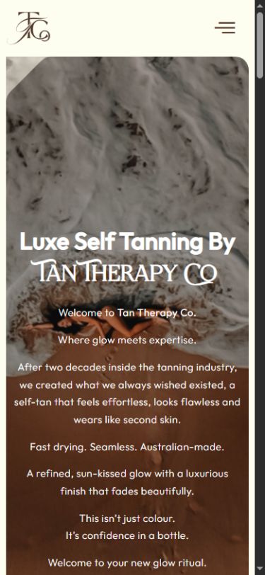 Tan Therapy Co mobile website