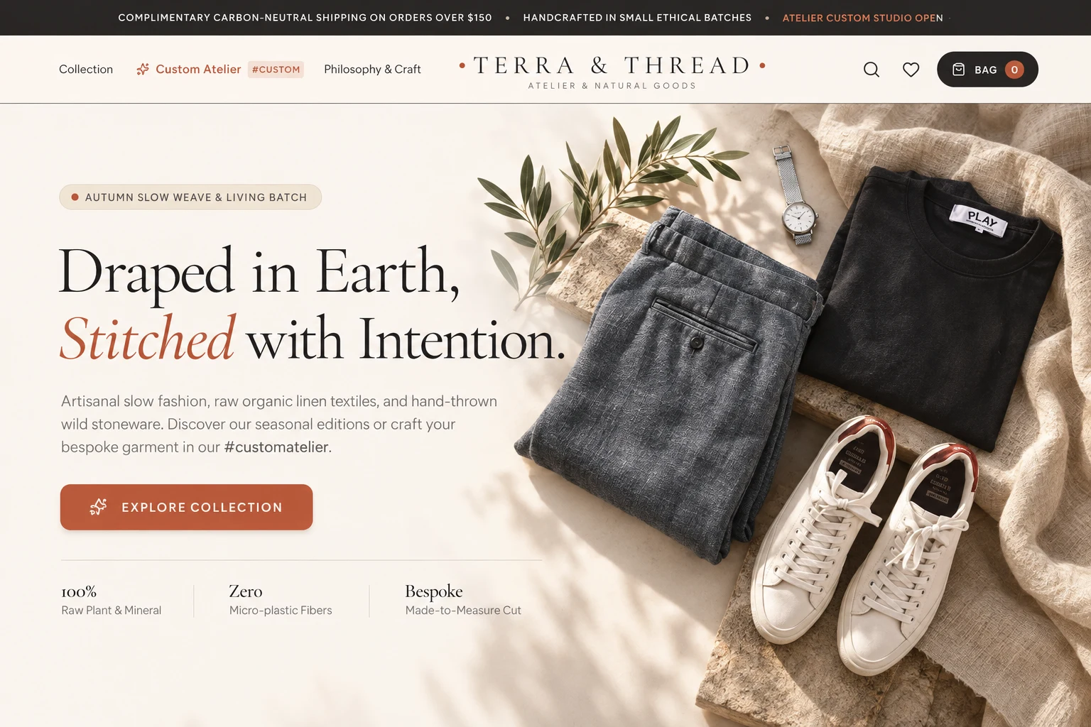 Terra & Thread website cover presentation