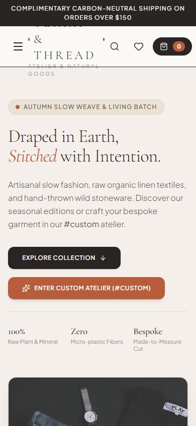 Terra & Thread actual mobile website