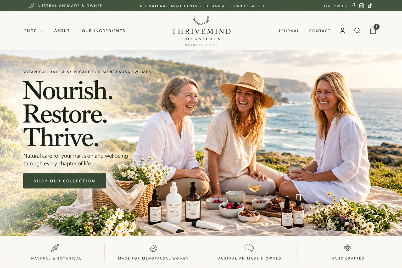Thrivemind Botanicals website cover presentation